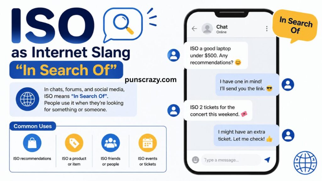 ISO as Internet Slang ("In Search Of")