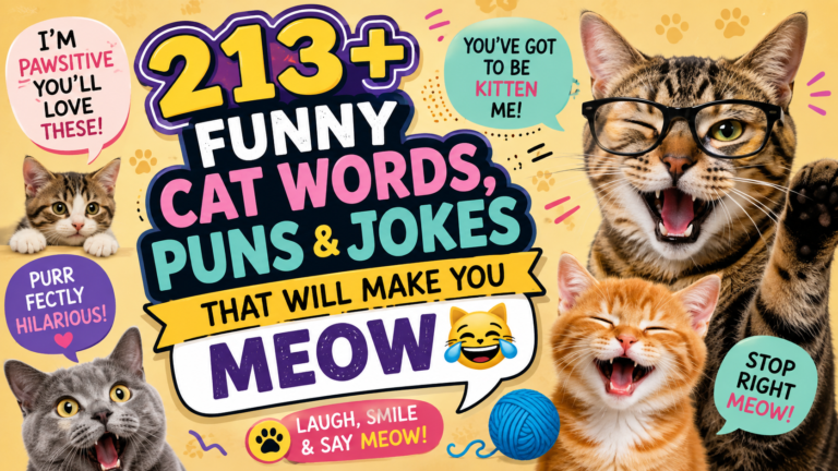 213+ Funny Cat Words, Puns & Jokes That Will Make You Meow 😂
