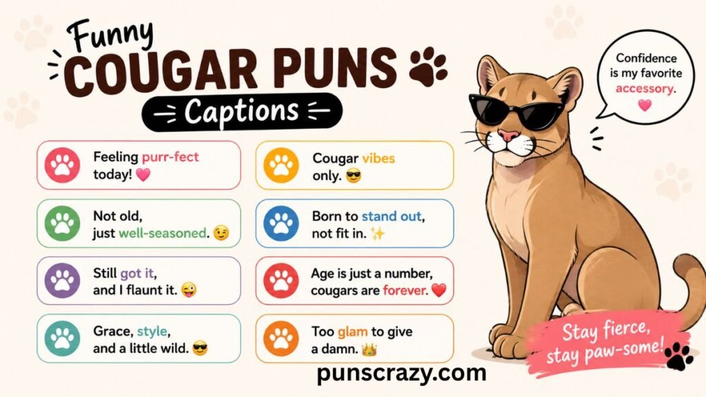 Funny Cougar Puns Captions