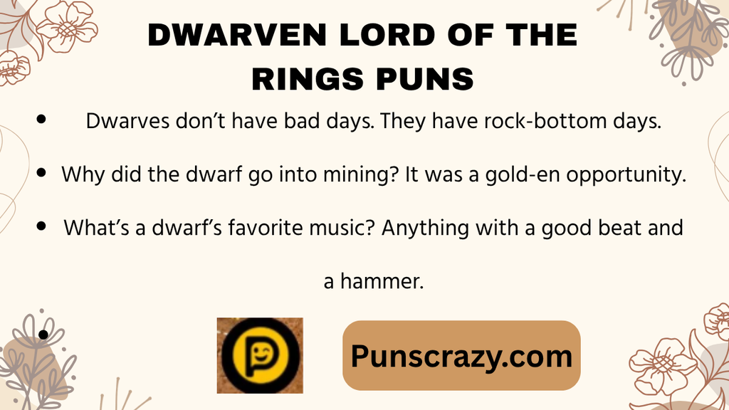 Dwarven Lord of the Rings Puns